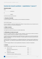 Contrat de travail auxiliaire – Exploitation 7 jours/7