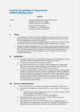 Contrat de gestion à long terme (Hôtel/Restaurant)