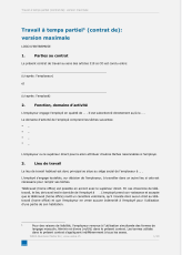 Contrat de travail Temps partiel