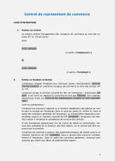 Contrat de travail représentant de commerce