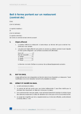 Bail à ferme portant sur un restaurant