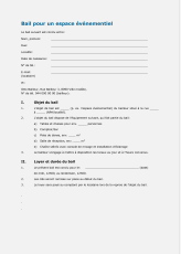 Bail pour un espace événementiel