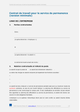 Contrat de travail pour le service de permanence (version minimale)