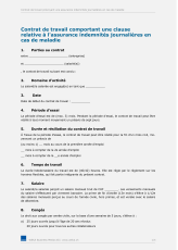 Contrat de travail avec assurance indemnités journalières en cas de maladie