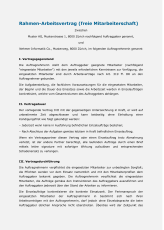 Muster Rahmenvertrag freier Mitarbeiter