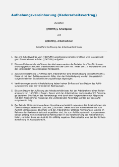 Aufhebungsvertrag Kader 