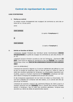 Contrat de travail représentant de commerce 