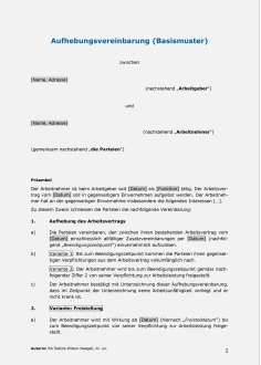 Muster Aufhebungsvertrag 