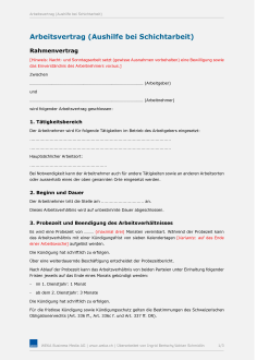 Arbeitsvertrag für Aushilfen bei Schichtarbeit 