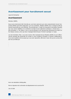 Avertissement pour harcèlement sexuel 