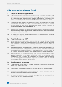 CGV pour un fournisseur Cloud 