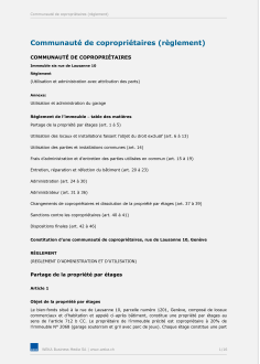 Communauté de copropriétaires (Règlement) 