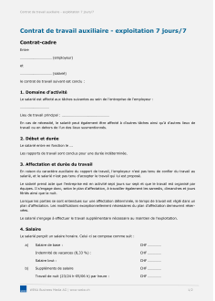 Contrat de travail auxiliaire – Exploitation 7 jours/7 
