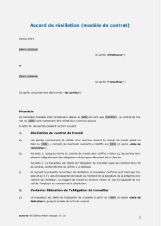 Accord de résiliation 