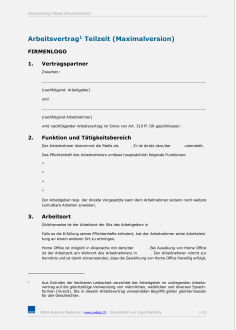 Muster Arbeitsvertrag Teilzeit (Maximalversion) 
