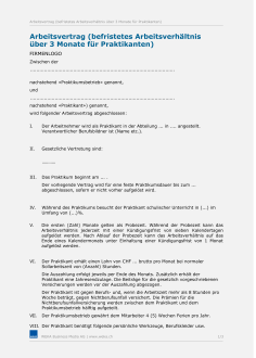 Mustervertrag Praktikum über 3 Monate 