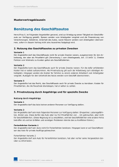 Musterklauseln Geschäftsauto 