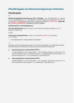 Pfandfreigabe auf Stockwerkeigentums-Einheiten 