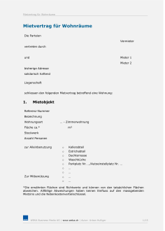Muster Mietvertrag Wohnung 
