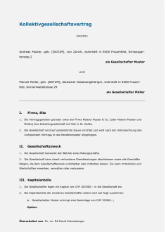 Mustervertrag Kollektivgesellschaft 