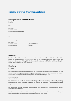 Muster Escrow-Vertrag 