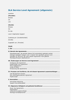 Muster Service Level Agreement (SLA) 