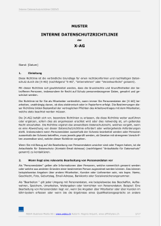 Muster Interne Datenschutzrichtlinie 