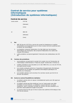 Modèle de contrat de service pour systèmes informatiques 