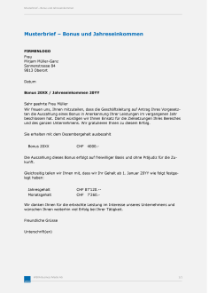 Musterbrief Bonus und Jahreseinkommen 
