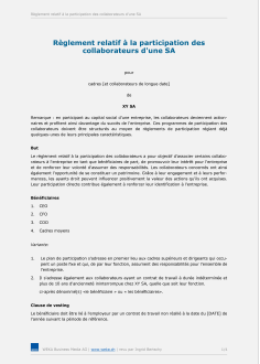 Règlement relatif à la participation des collaborateurs d'une SA 