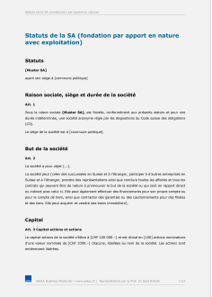 Statut de la SA 