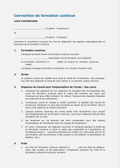 Convention de formation continue 