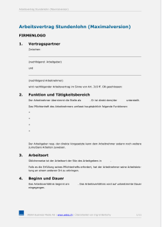 Muster Arbeitsvertrag Stundenlohn 