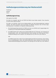 Muster Aufhebungsvereinbarung bei Mutterschaft 