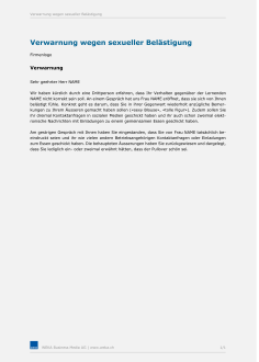 Muster Verwarnung wegen sexueller Belästigung am Arbeitsplatz 