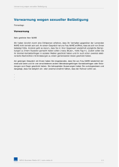 Muster Verwarnung wegen sexueller Belästigung am Arbeitsplatz 