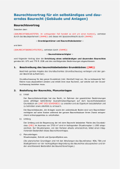 Baurechtsvertrag für ein selbständiges und dauerndes Baurecht 