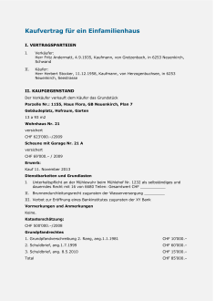 Kaufvertrag für ein Einfamilienhaus 