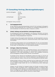 Muster IT-Consultingvertrag 