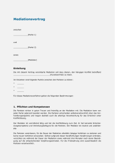 Muster Mediationsvertrag 