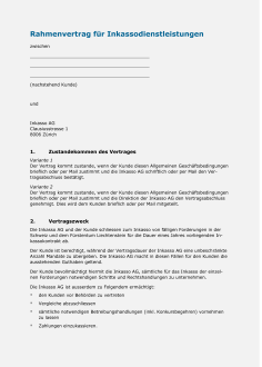 Mustervertrag für Inkassodienstleistungen 
