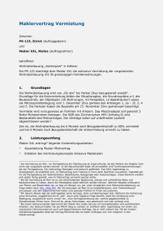 Muster Maklervertrag Vermietung 