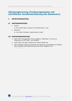 Muster Forderungsabtretung (Zession) 