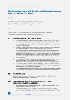 Muster Darlehensvertrag (mit Gewinnanteilsvereinbarung) 