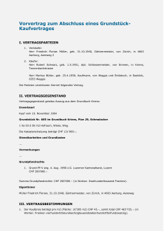 Muster Vorvertrag Grundstückkauf 