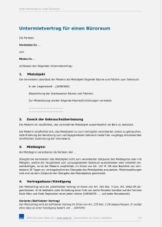 Muster Untermietvertrag Büros 