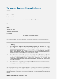 Mustervertrag zur Suchmaschinenoptimierung 