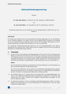 Muster Aktionärbindungsvertrag Arztpraxis - Variante 2 