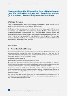 AGB für Dienstleistungen mit Terminbuchungen 