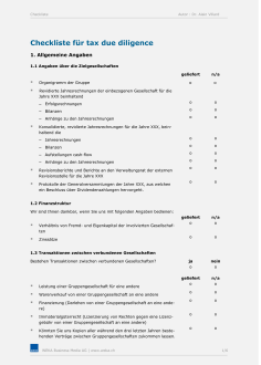Checkliste Tax Due Diligence 
